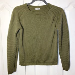 Khaki Lightweight Sweater with Detailed Sleeves